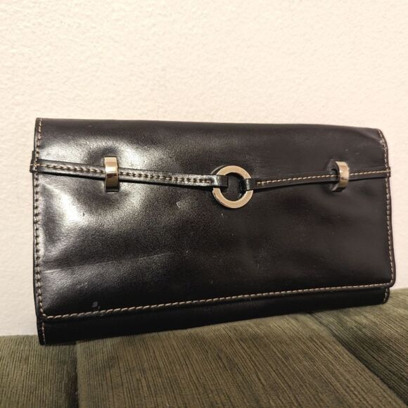 Wilsons Black Leather Checkbook and Card Wallet Organizer - Picture 2 of 11